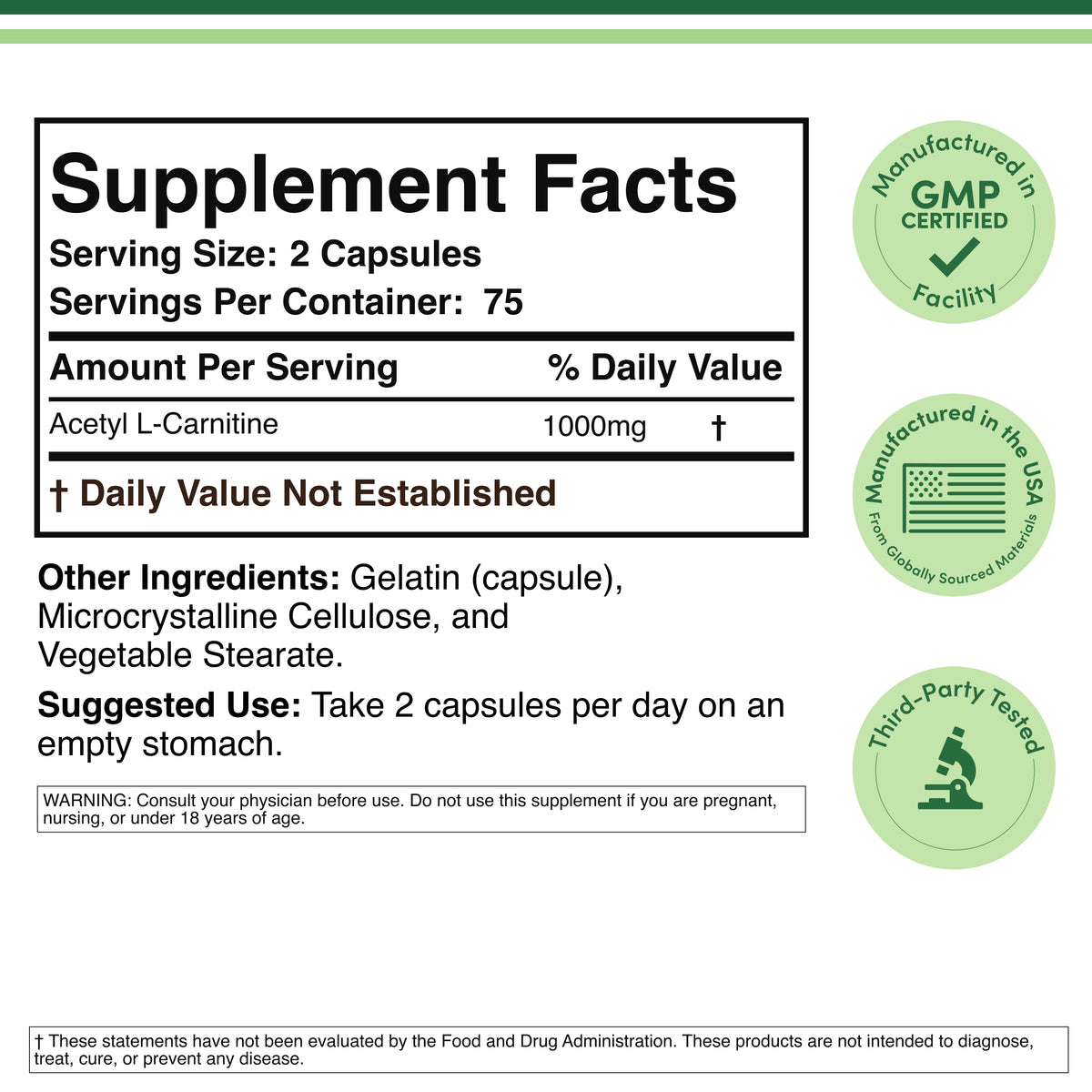 Acetyl L-Carnitine (ALCAR) Supplement