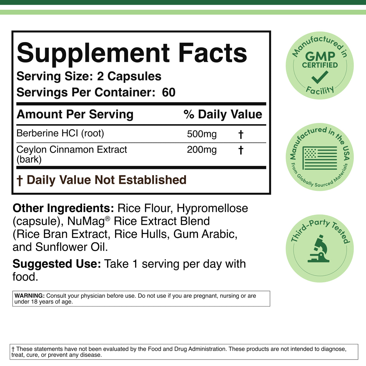 Berberine with Ceylon Cinnamon Supplement