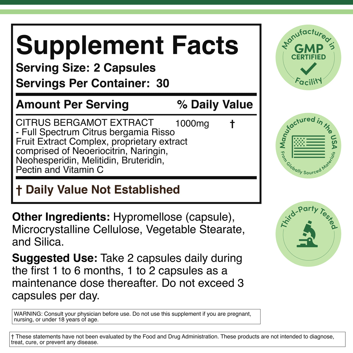 Citrus Bergamot Extract Supplement
