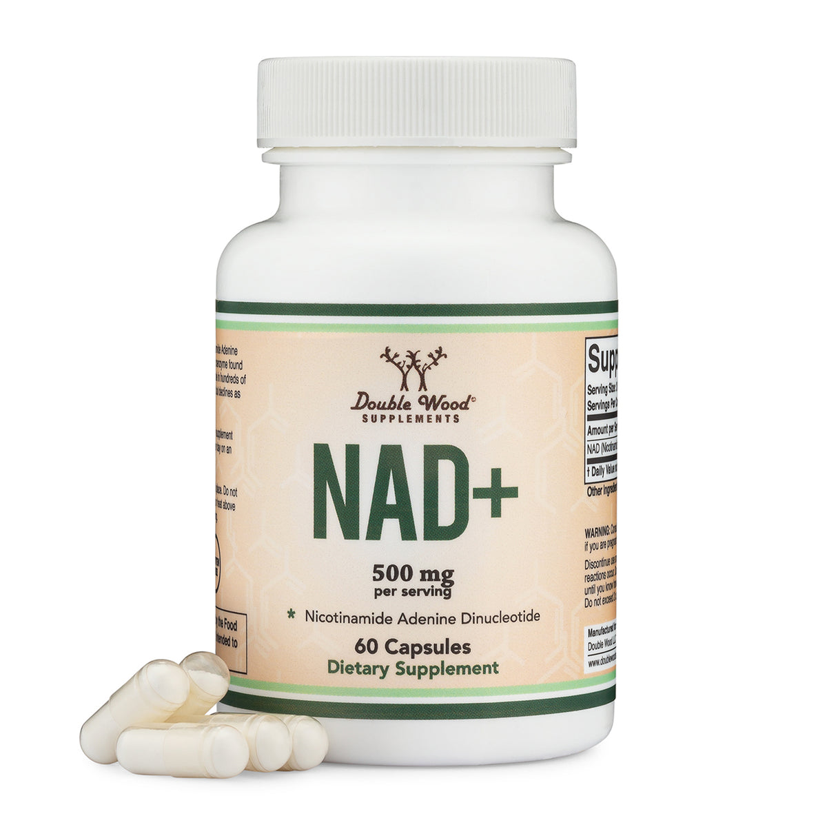 Double Wood NAD+ capsules, vegan, gluten-free